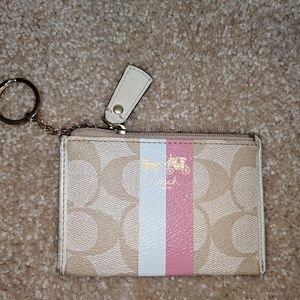 Coach leather card case keychain